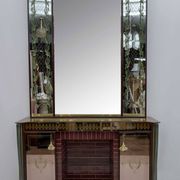Luigi Brusotti Mid-Century Modern Italian Bar Cabinet with Decorated Mirror