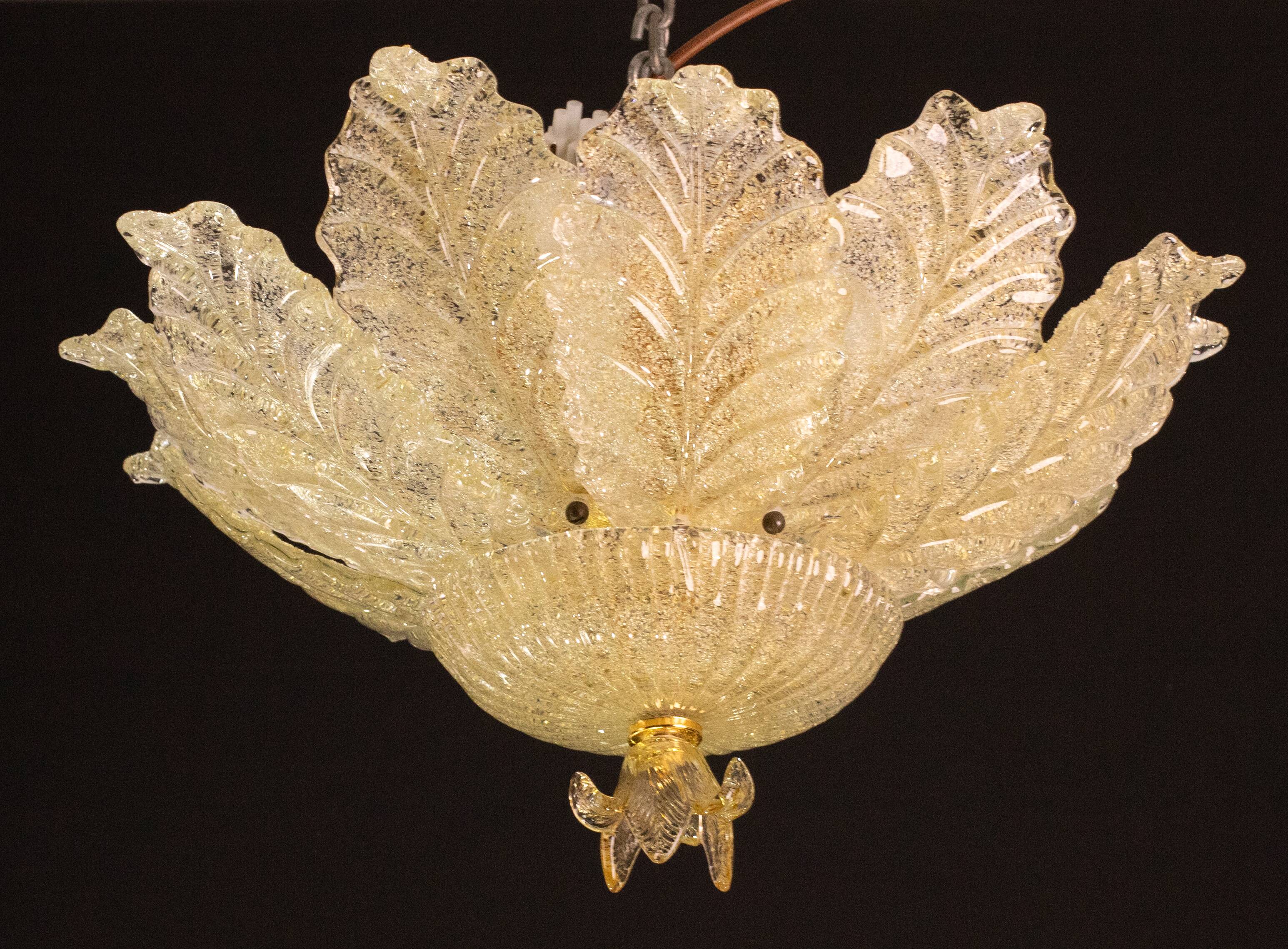Portofino, Murano Glass Gold\Orange Ceiling Light or Flush Mount, 1970s