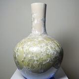 Vintage Jingdezhen Zhi porcelain globular vase with crystalline glazes.