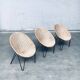 Mid-Century Modern Design Egg Basket Wicker Chairs, Italy, 1950s, Set of 3