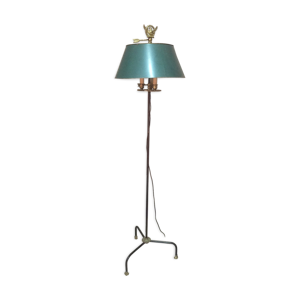 Lampadaire bouillotte en métal et bronze