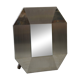 Designer mirror in brushed and chrome-plated stainless steel, beveled glass, 1970s