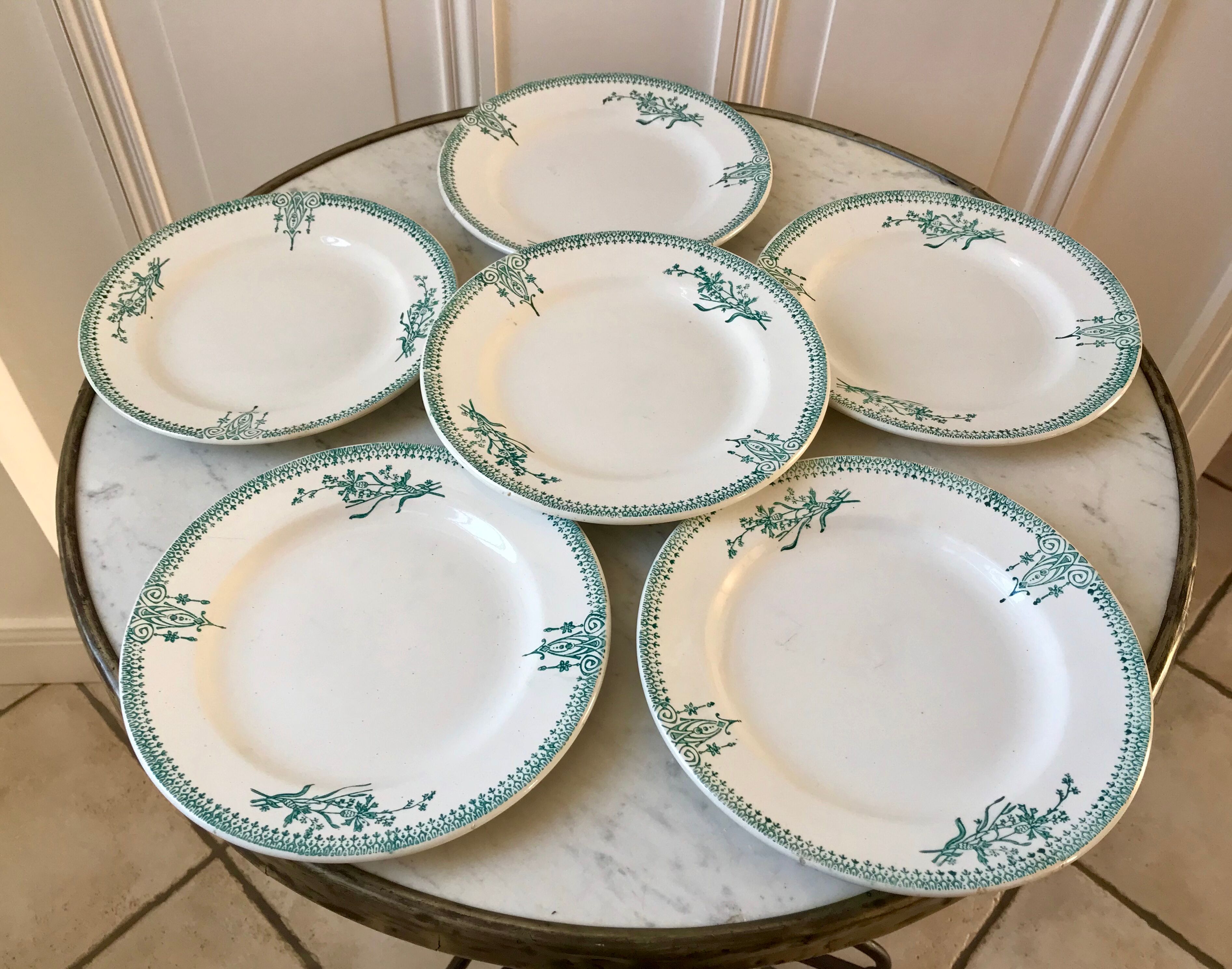 6 Terre de Fer Saint-Amand dessert plates late nineteenth