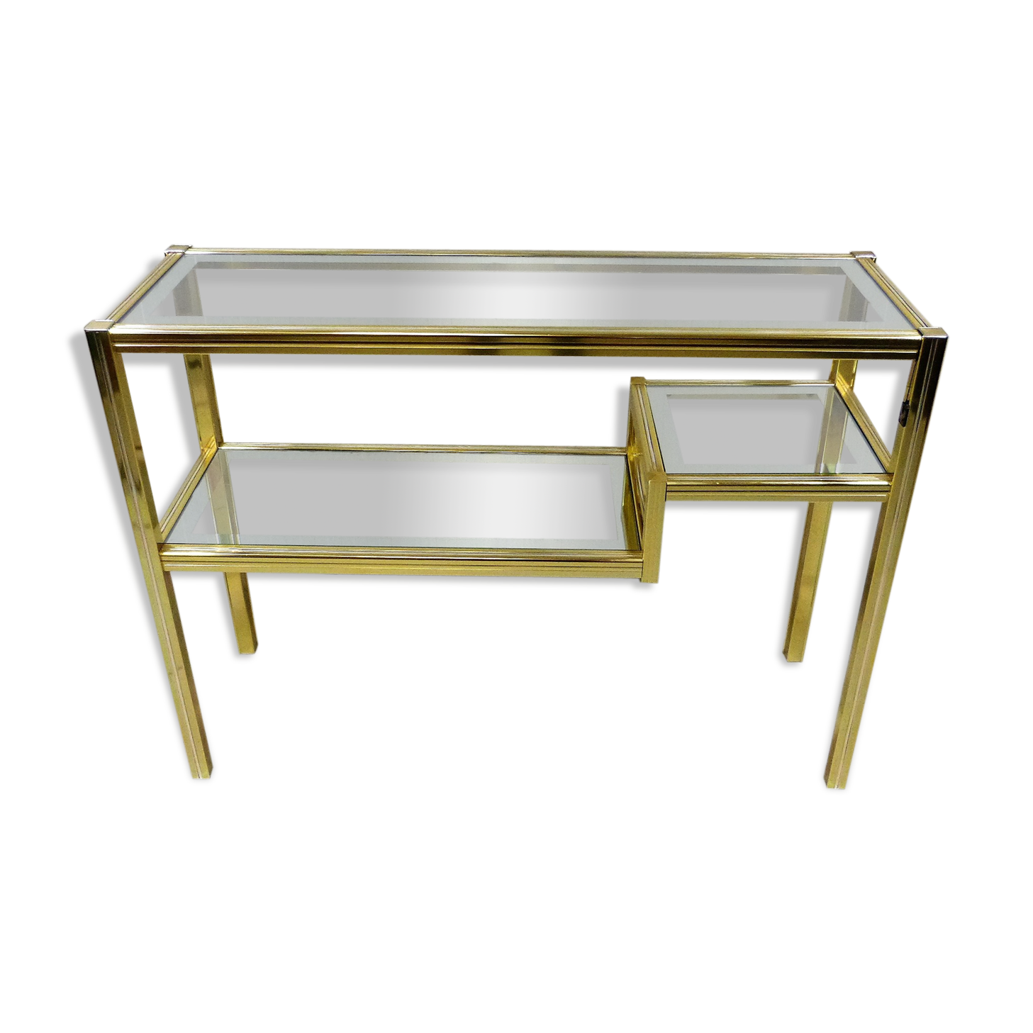Italian glass & brass side table 1970