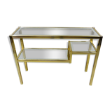 Italian glass & brass side table 1970
