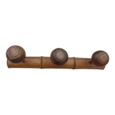 Wooden coat rack turned in imitation of bamboo, 3 hooks, 1900s