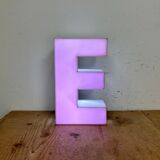 Vintage pink illuminated letter e , 1970s