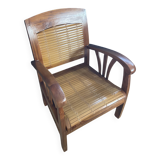 Colonial armchair in teak and bamboo