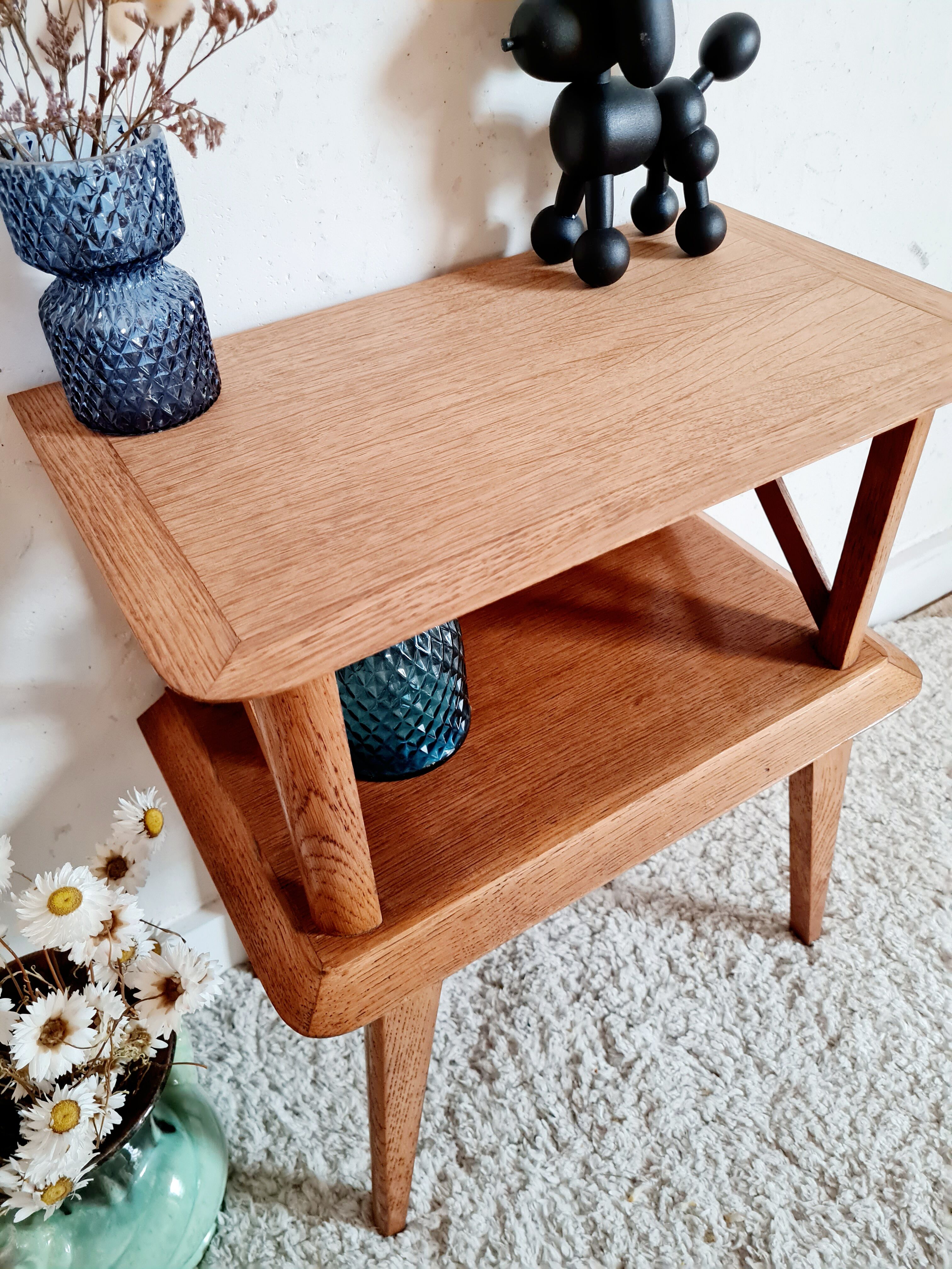 Oak bedside feet compass 50s