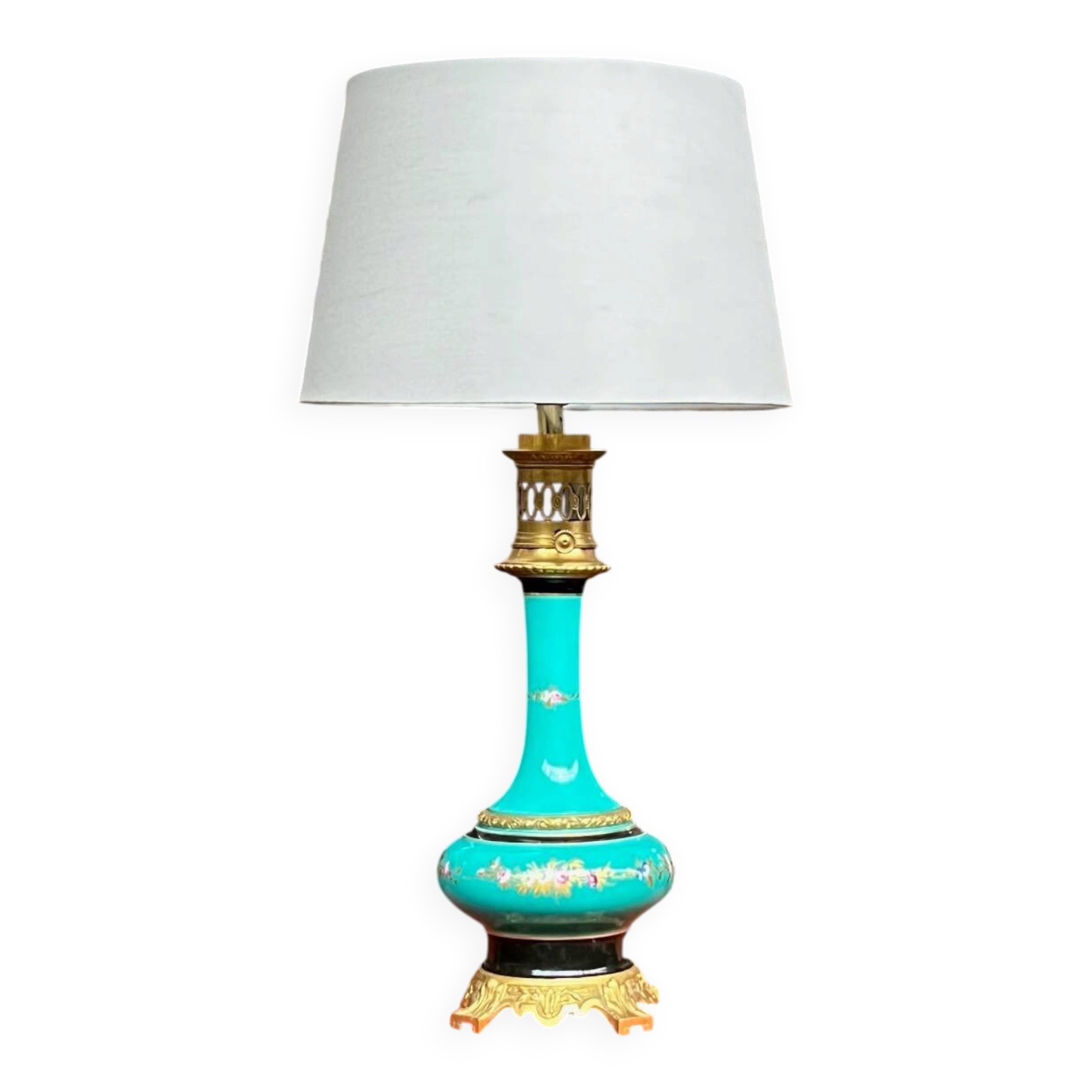 Lamp. Rare turquoise colour. Porcelain, gilded bronze.