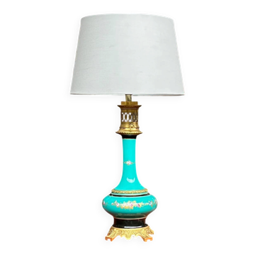 Lampe. Rare couleur turquoise. Porcelaine, bronze doré.