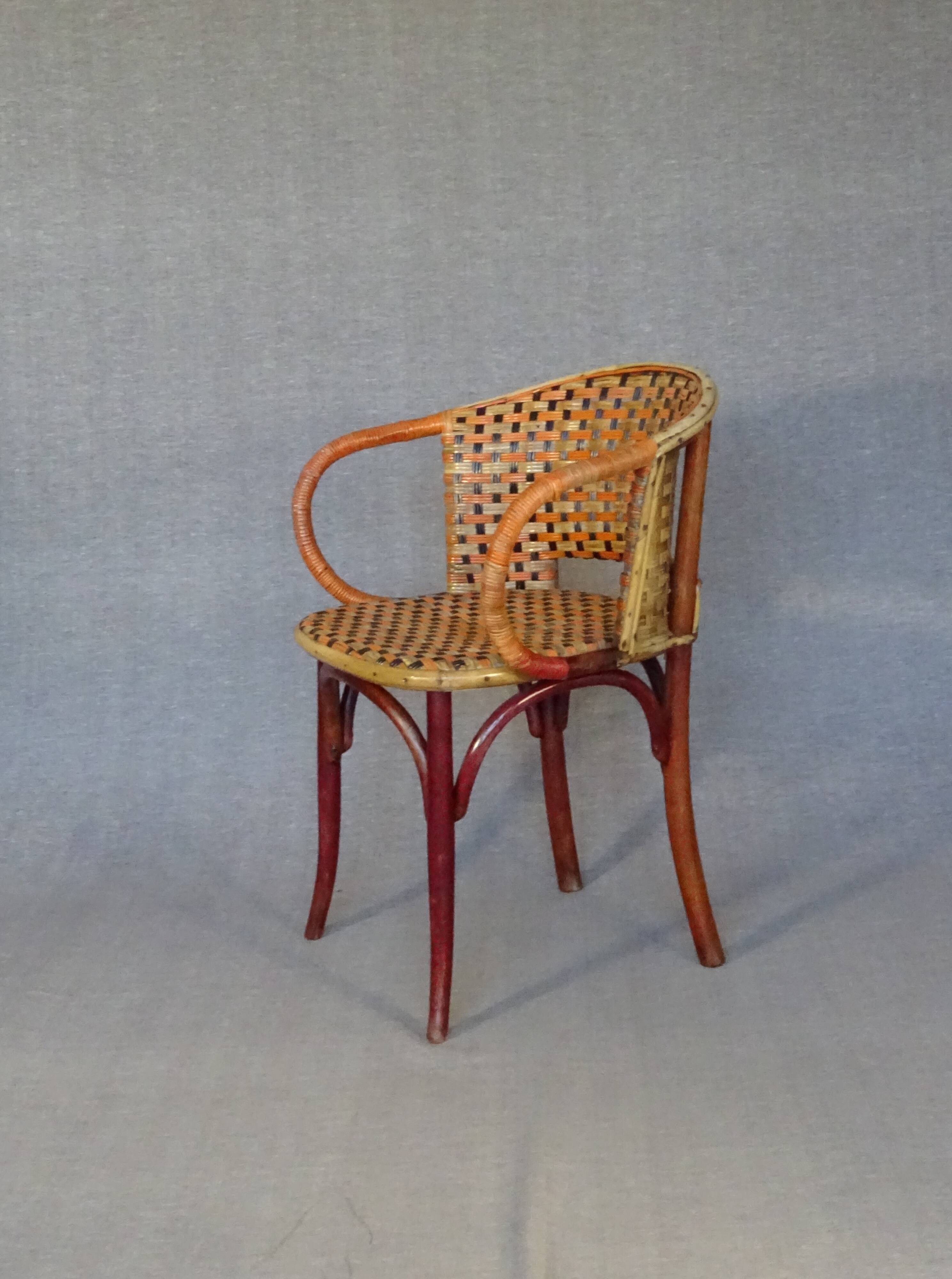 Fischel wicker terrace armchair 1930, N°415/F