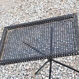 Side table in black perforated metal rigitulle from the 50s