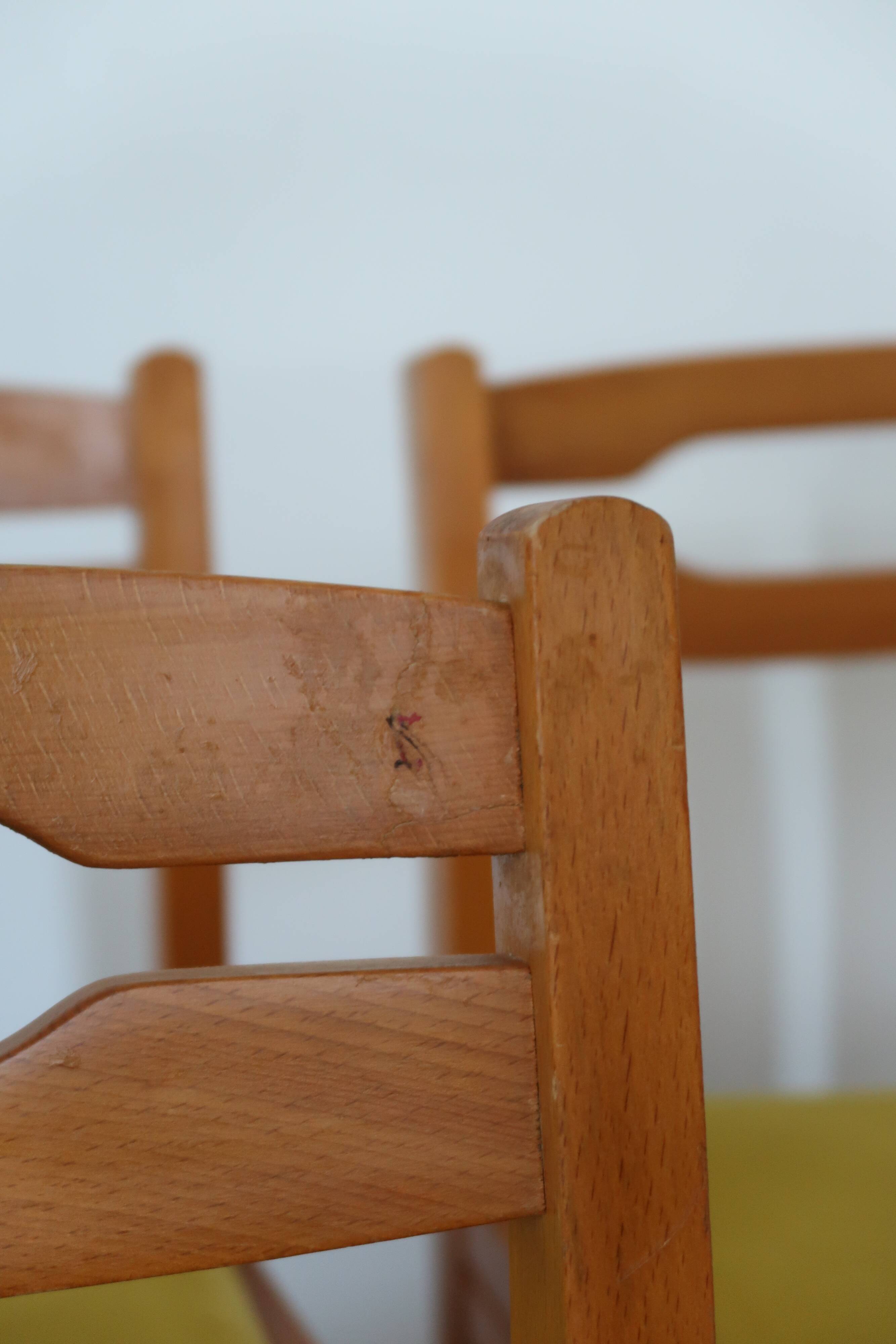 6 chaises velours jaune