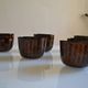Set of 6 traditional bowls Burmese craftsmanship lacquered bamboo horsehair