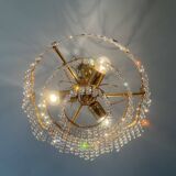 Cascade chandelier with bronze and crystal pendants