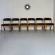 Set of 6 Baumann curved wood and imitation leather chairs, gondola model, 70s