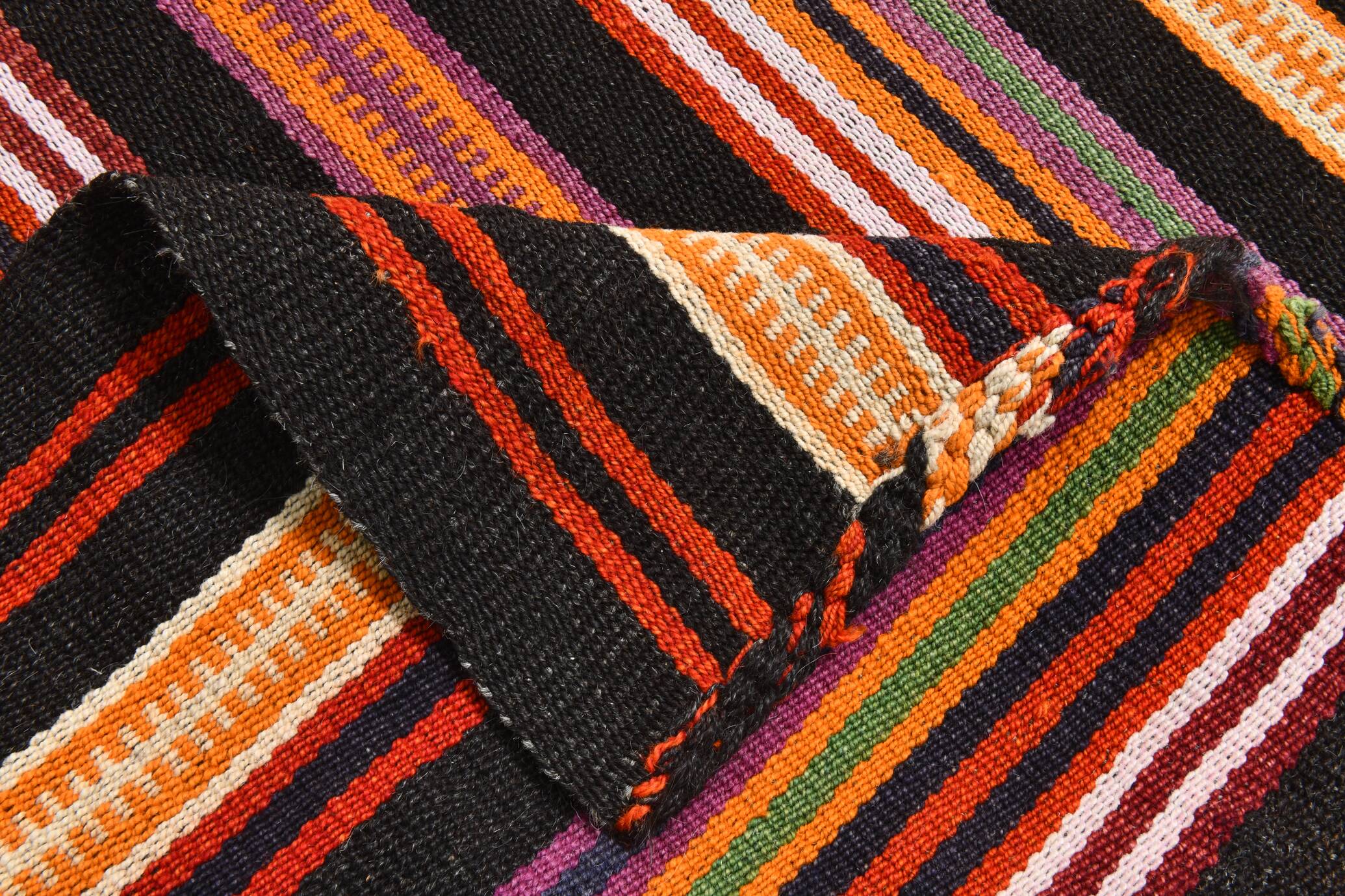 3x10 Striped Pattern Turkish Kilim Runner Rug, 100x299Cm