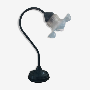 Blue enamelled metal swan collar lamp