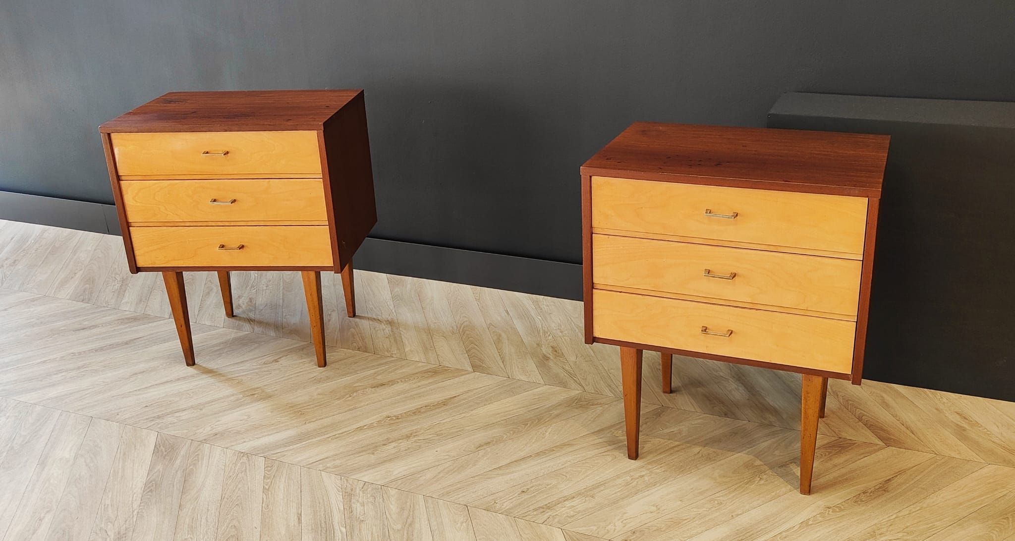 Two bedside tables, 50s