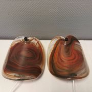 Two wonderfully crafted glass wall lamps designed by per lutken for holmegaard glassworks 1978