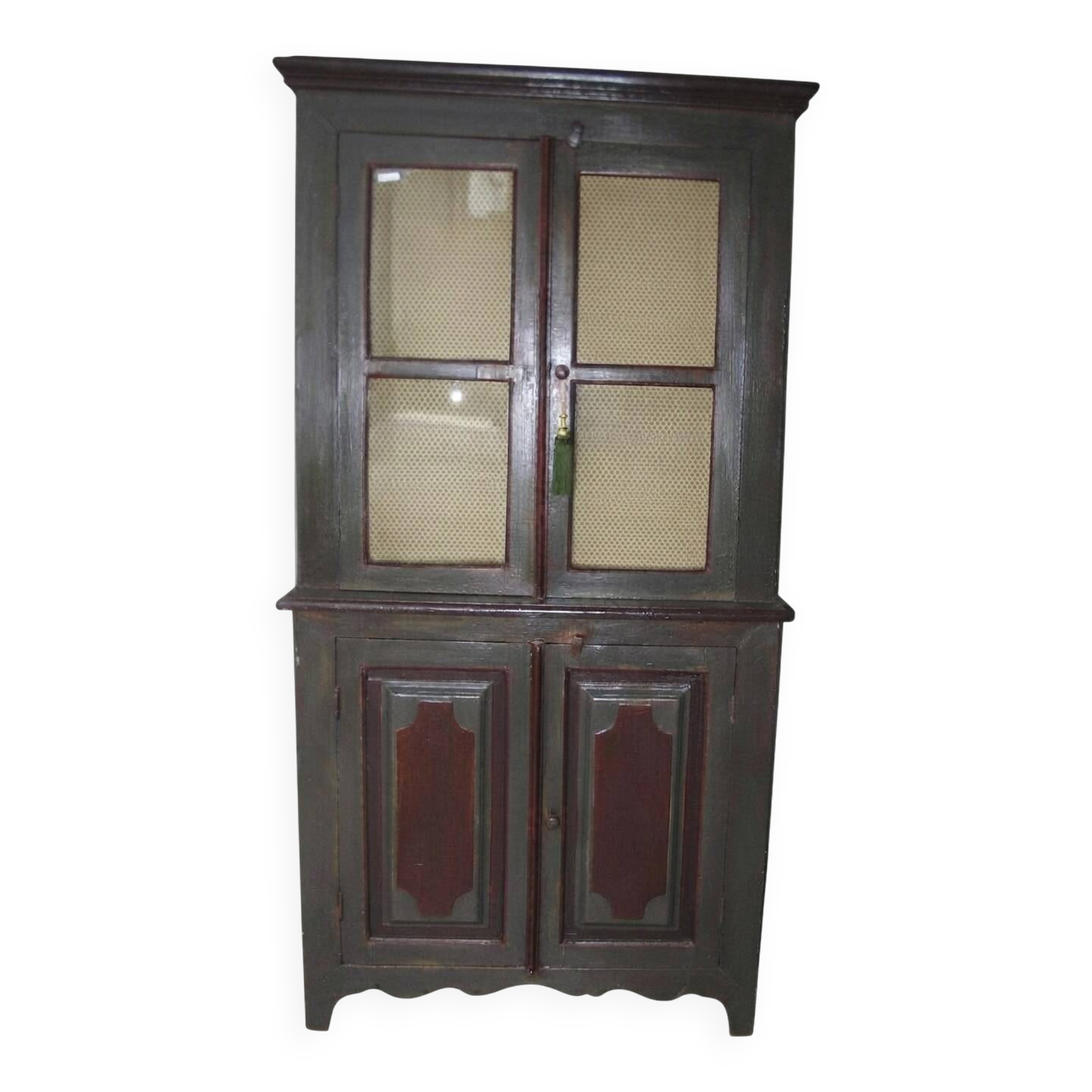 Antique display cabinet in patinated hardwood, 18th-19th century.