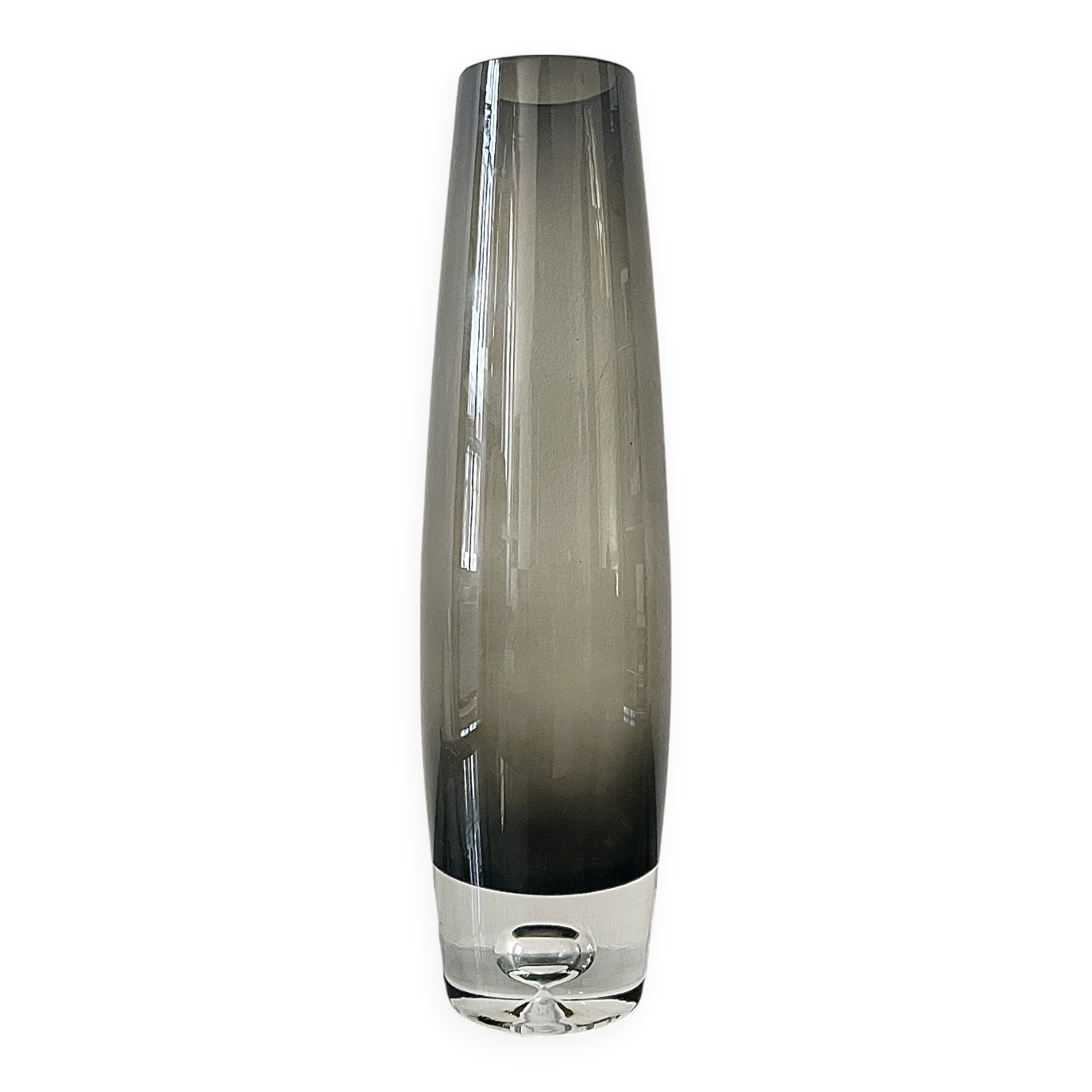 Cylindrical vase in black/grey Murano glass, mid-century design