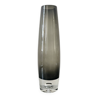 Cylindrical vase in black/grey Murano glass, mid-century design