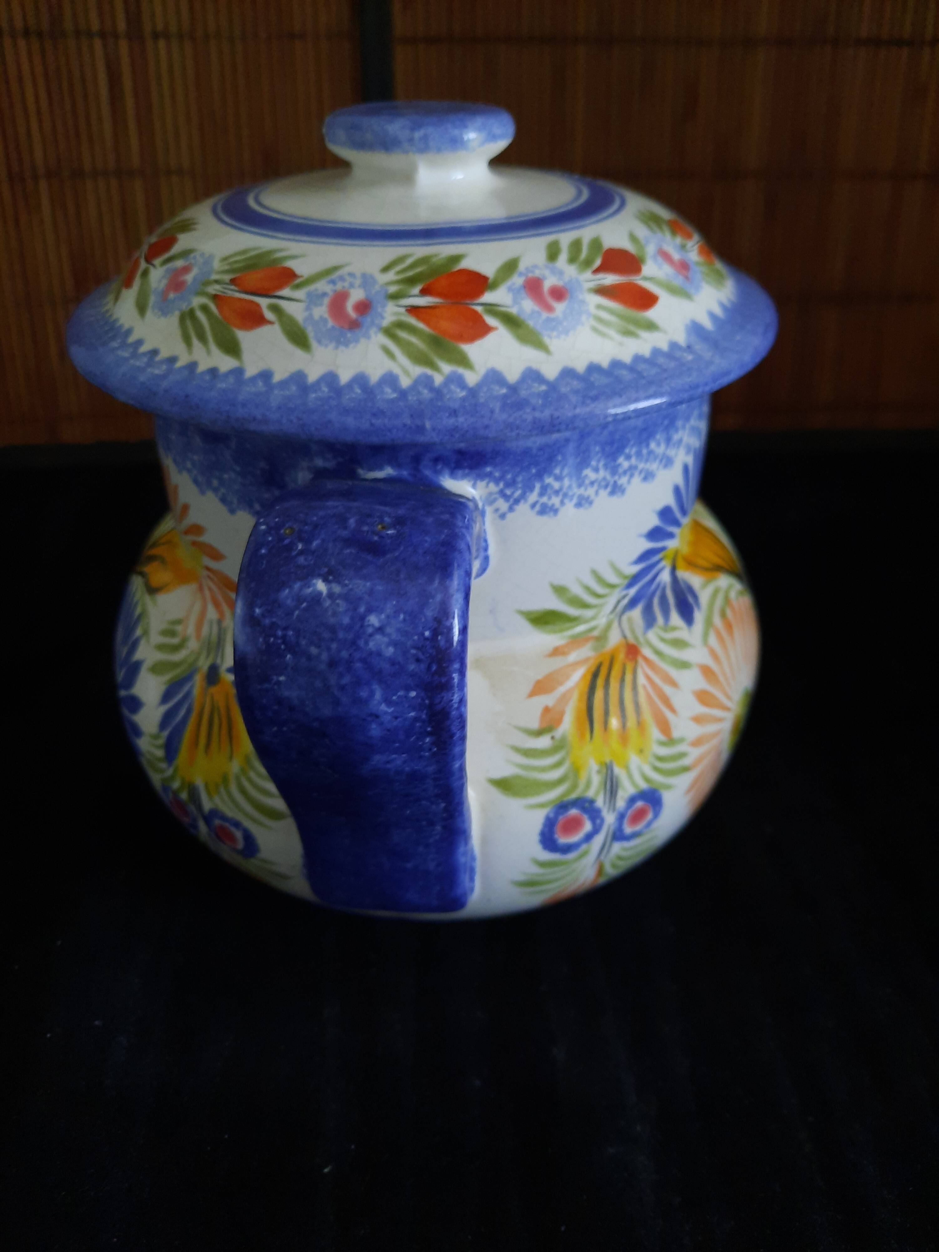 Large stockpot with lid - Henriot Quimper - Cordon Bleu decoration