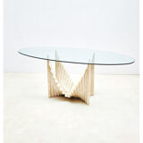 Vintage sculptural travertine table, italy 1970s