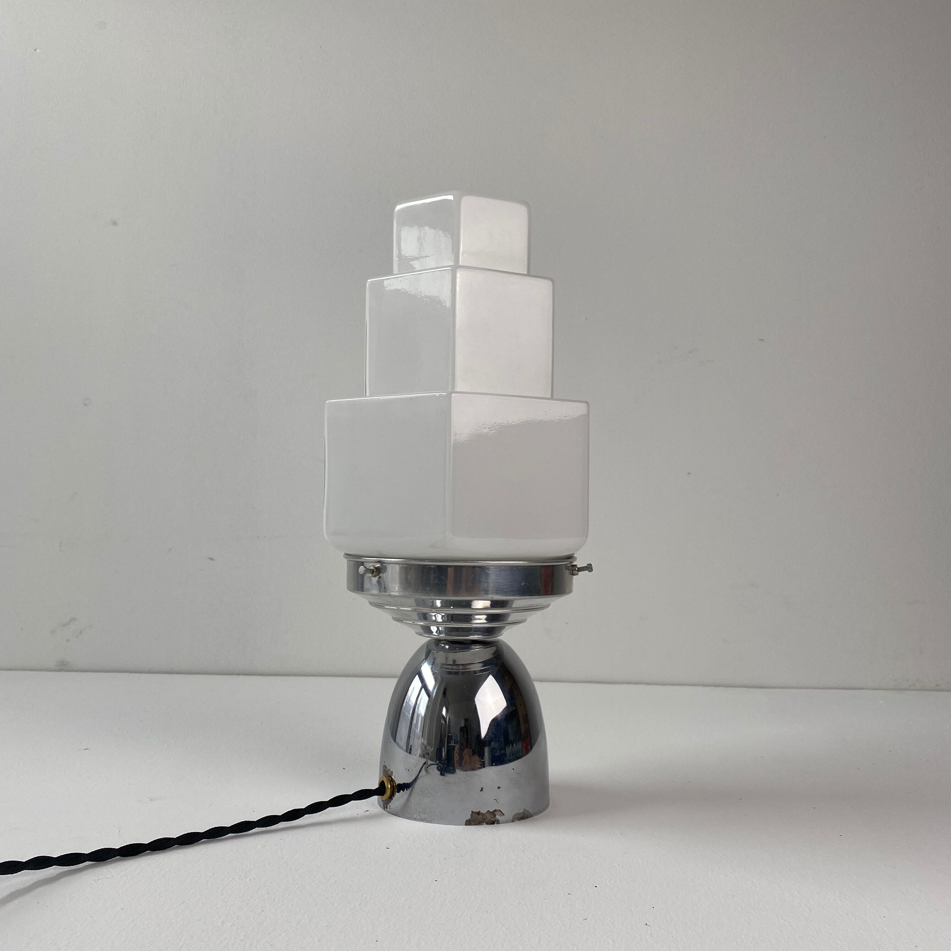 Vintage opaline skyscraper table lamp