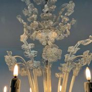 Venetian chandelier in colorless murano glass, 12 light arms, circa 1900