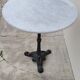 Parisian bistro pedestal table in cast iron and antique marble