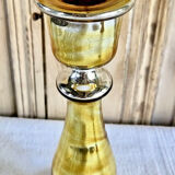 Old candle holder XIX gilded mercurized eglomised glass