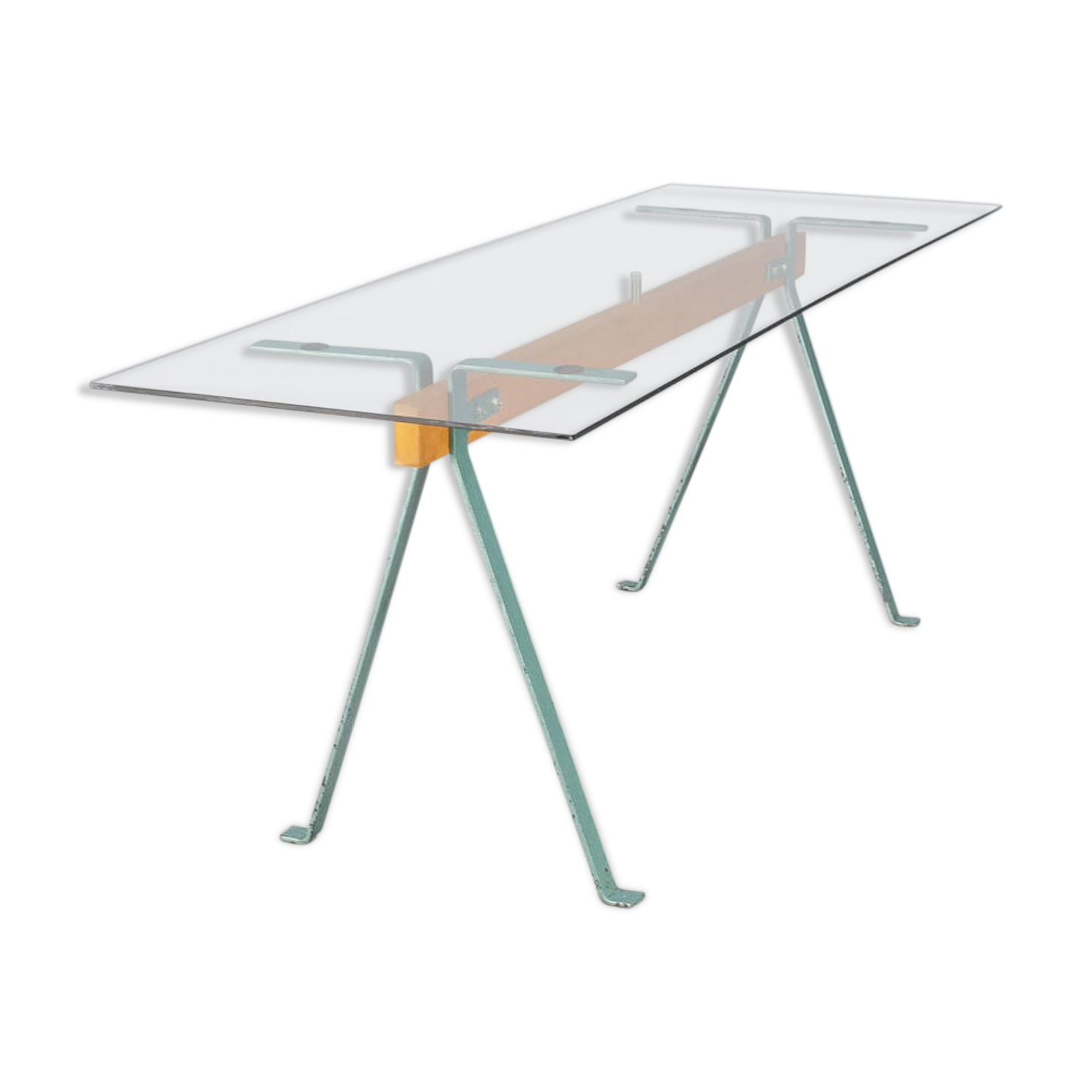 70s metal and glass table desk