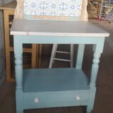 Shelf, sky blue patinated toilet console