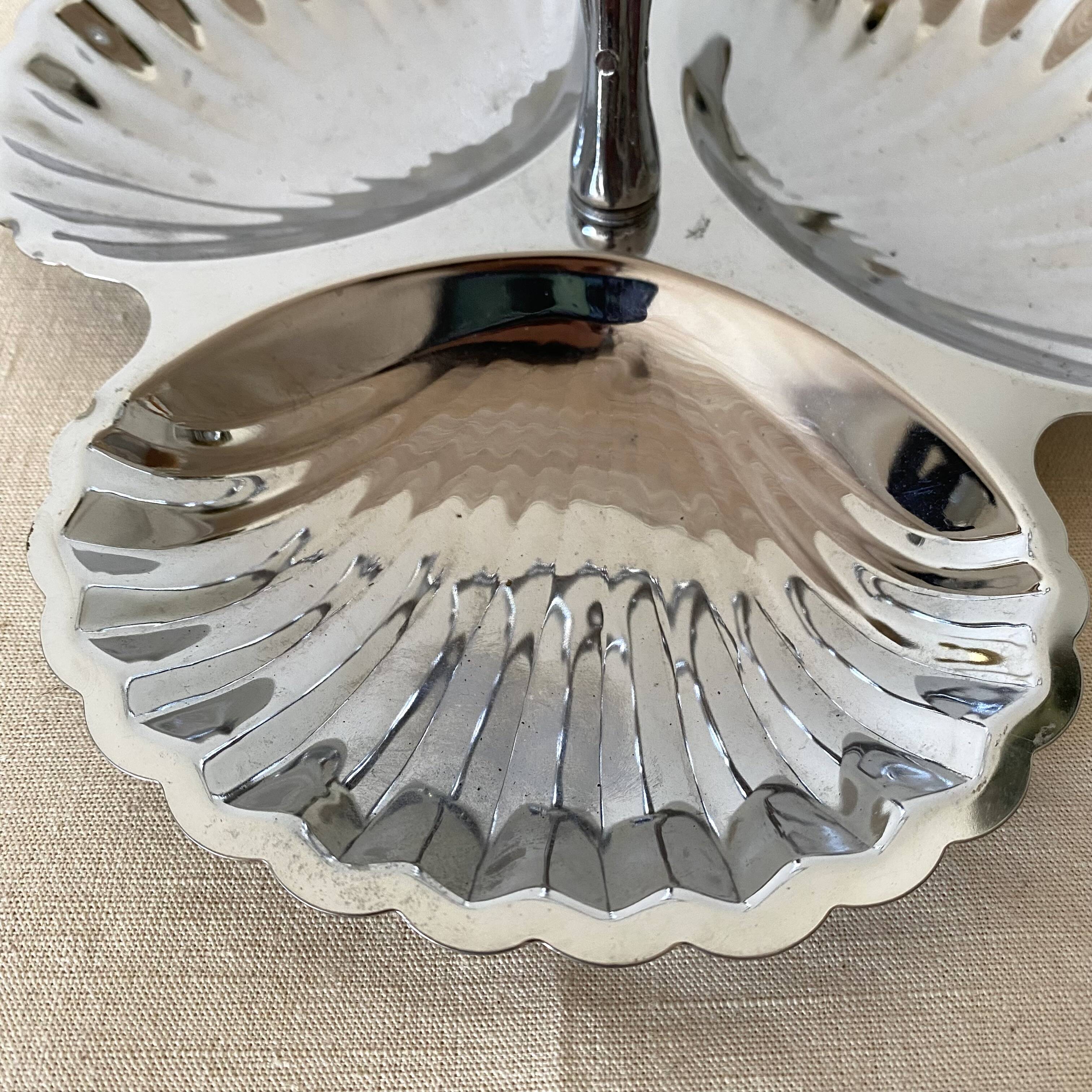 Plat inox serviteur forme coquillages