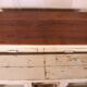 Merchant counter in Burmese teak with original white patina