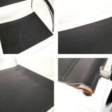 Pair Vintage Italian Cantilever Chairs Chrome Leather Armrests Bauhaus Style