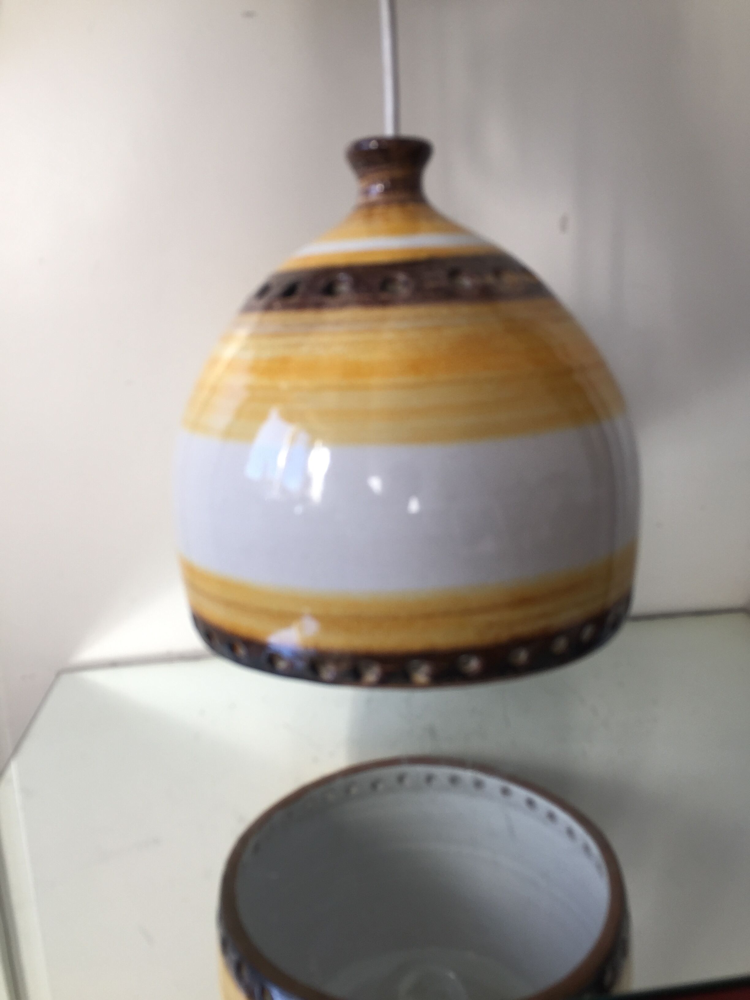 Danish 1960s Glazed Stoneware Pendant Lamp