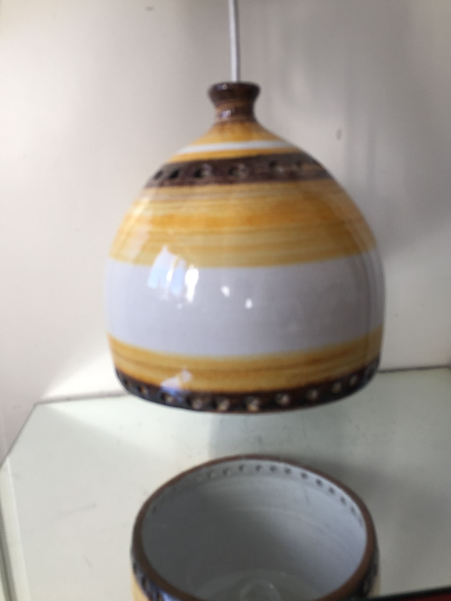 Danish 1960s Glazed Stoneware Pendant Lamp
