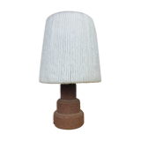 Brutalist lamp in pink sandstone and wool lampshade