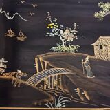 Vintage Chinese pagoda cabinet traditional scene (bohemian)