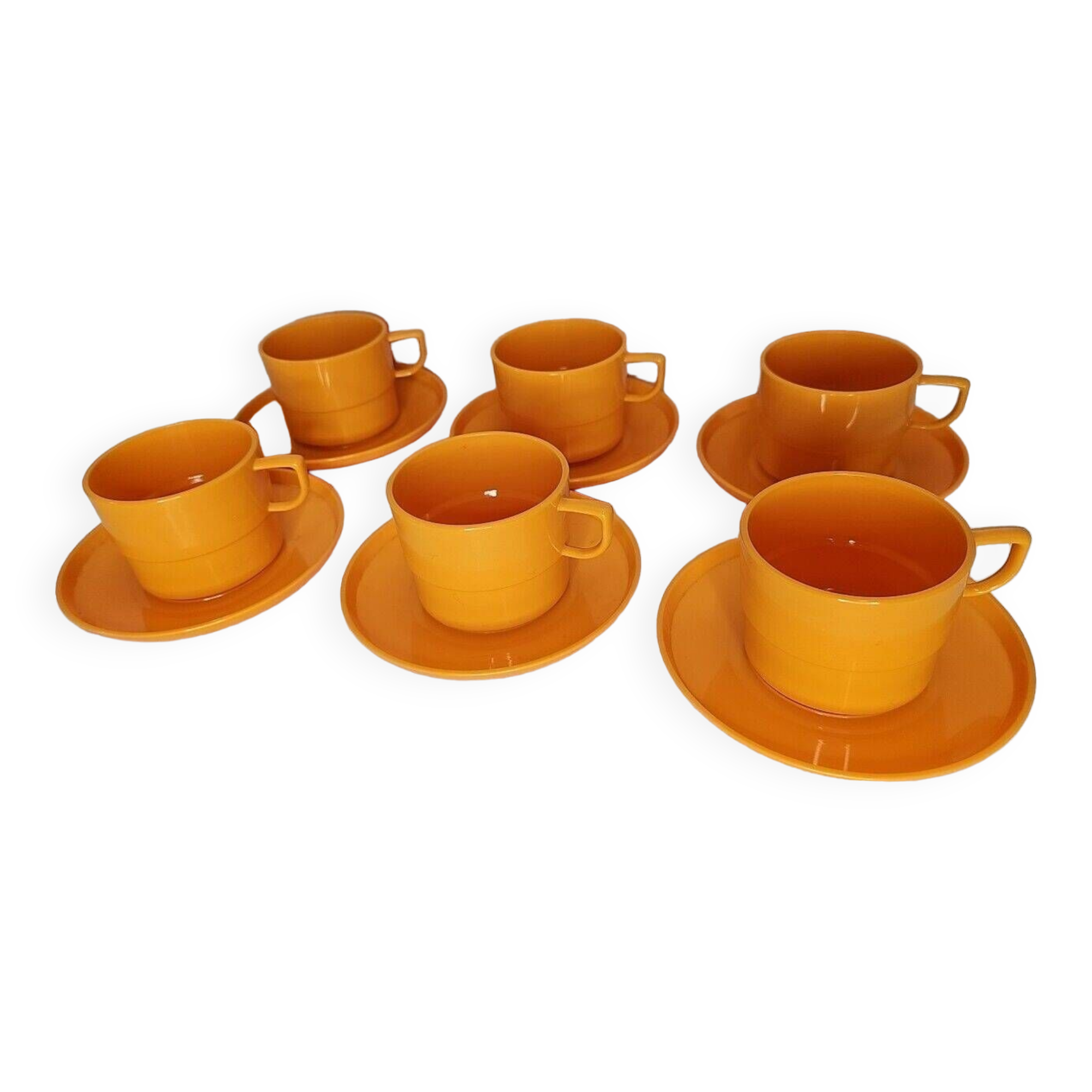 Vintage orange plastic coffee cups x 6