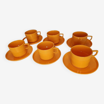 tasses à café vintage en plastique orange x 6