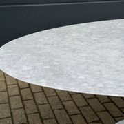 Original Knoll Tulip oval dining table (198cm) Carrara marble