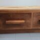 Vintage 1970 coffee table in solid oak & ceramic