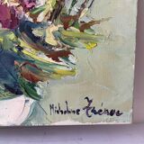 Bouquet fleurs huile sur toile