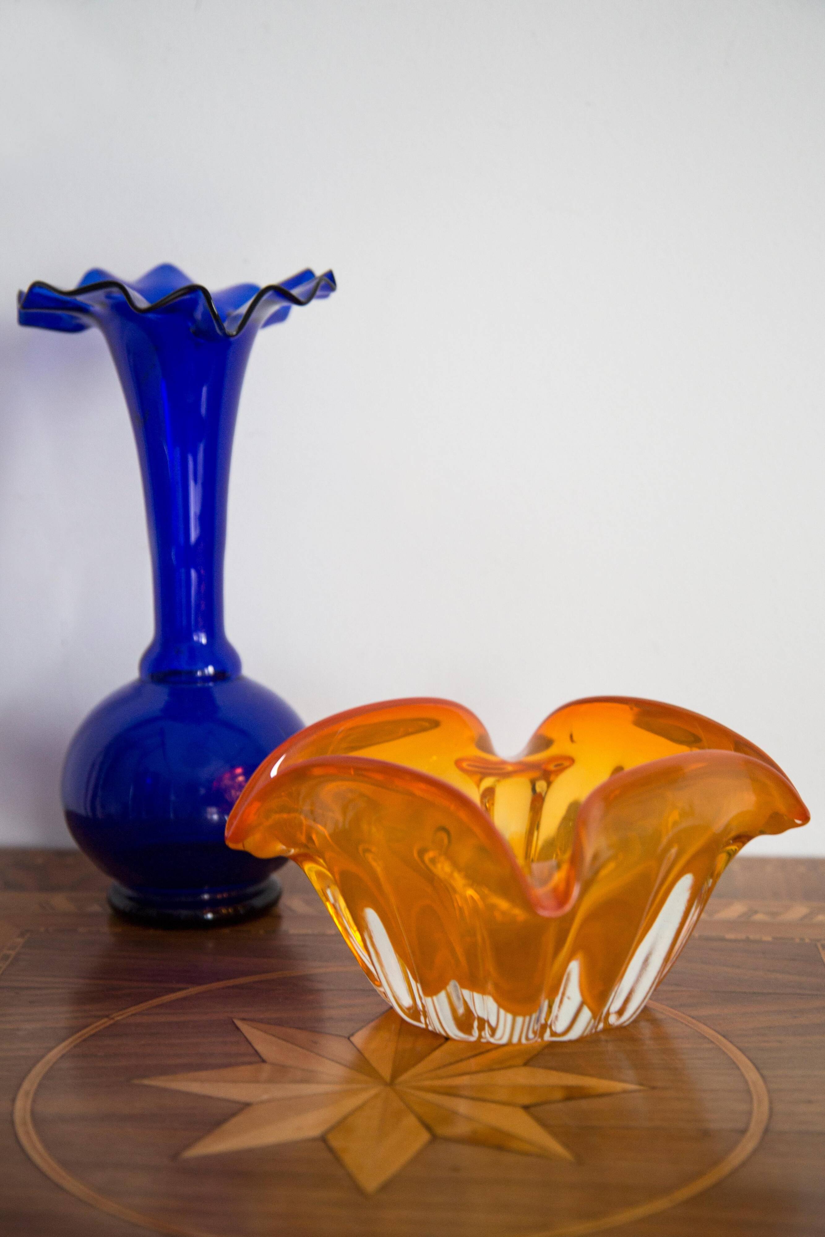 Mid-Century Orange Murano Glass Ashtray, Italy, 1970s