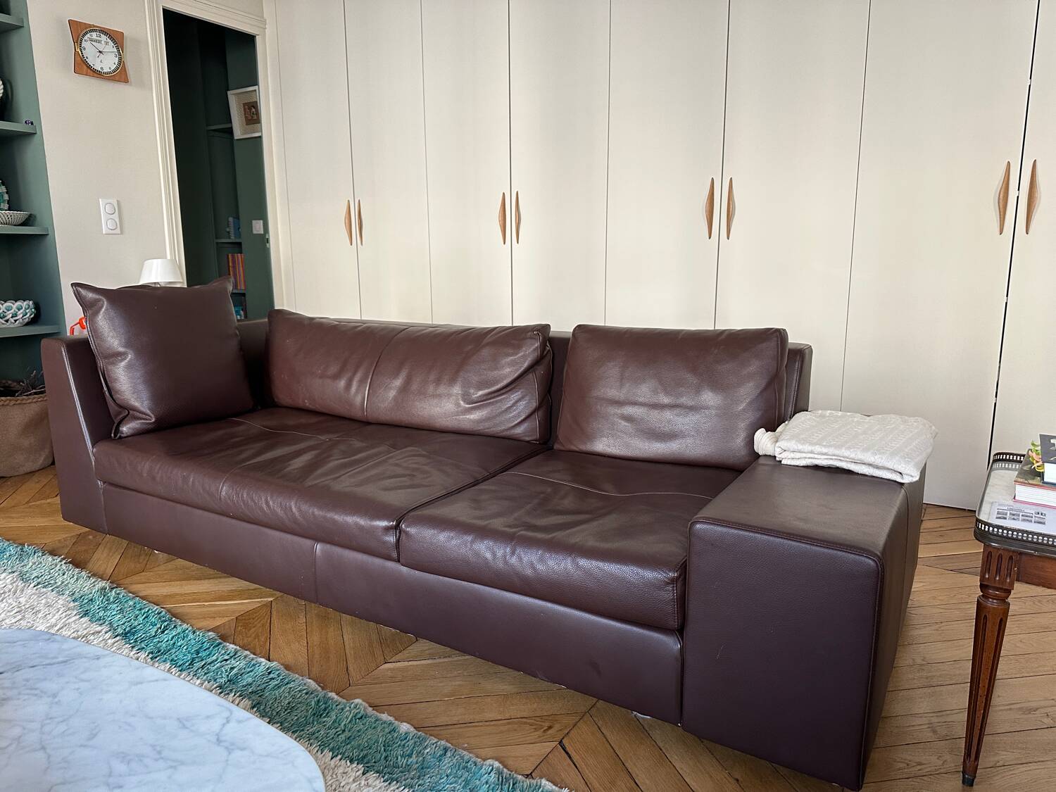 CINNA Brown leather sofa 4 seats Exclusive model Didier Gomez